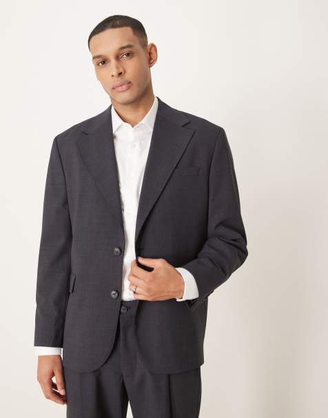 Selected Homme - Otto - Blazer van wolmix met ruimvallende pasvorm in gemêleerd donkergrijs - view 1