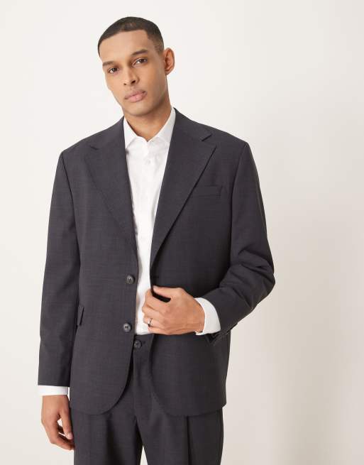 Selected Homme - Otto - Blazer van wolmix met ruimvallende pasvorm in gemêleerd donkergrijs