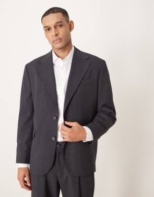 Otto relaxed fit wool blend blazer in dark gray melange