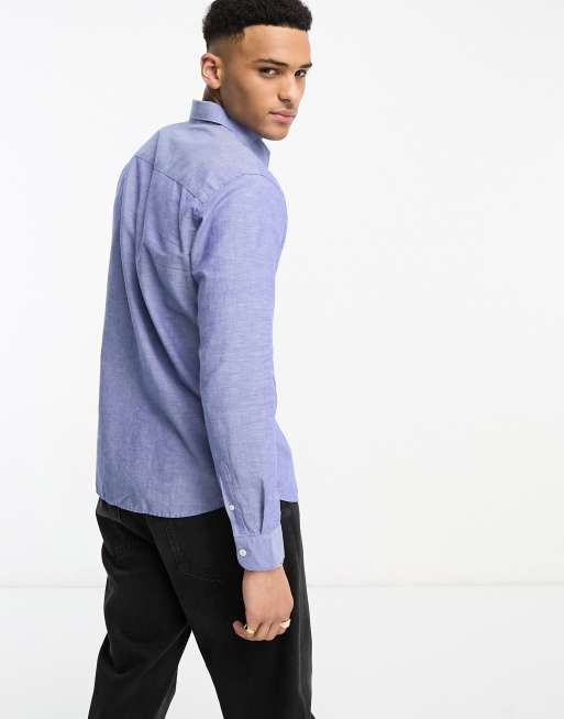 Selected Homme - Overhemd met lange mouwen van linnenmix in middenblauw , 2 van 4