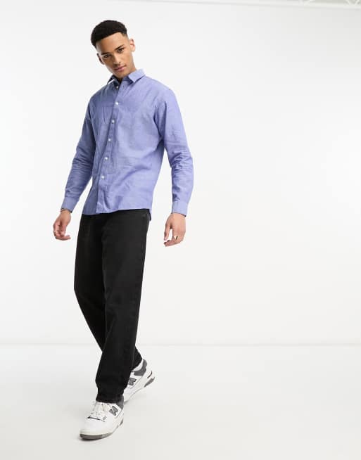 Selected Homme - Overhemd met lange mouwen van linnenmix in middenblauw , 4 van 4