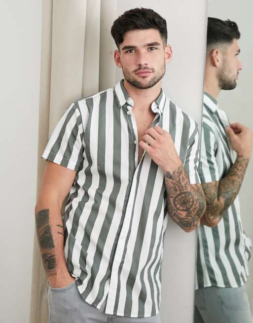 Selected Homme - Overhemd met verticale strepen in groen