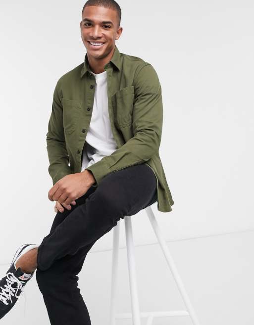 Chemise vert kaki online homme