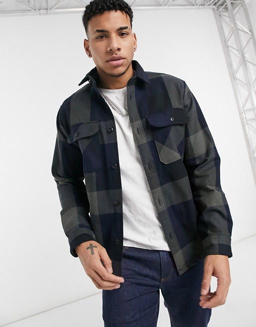 Selected Homme overshirt in large check in black | ASOS