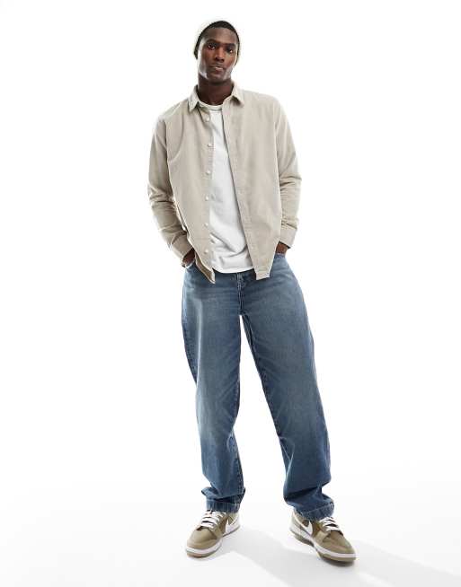 Selected Homme - Overshirt van corduroy in beige