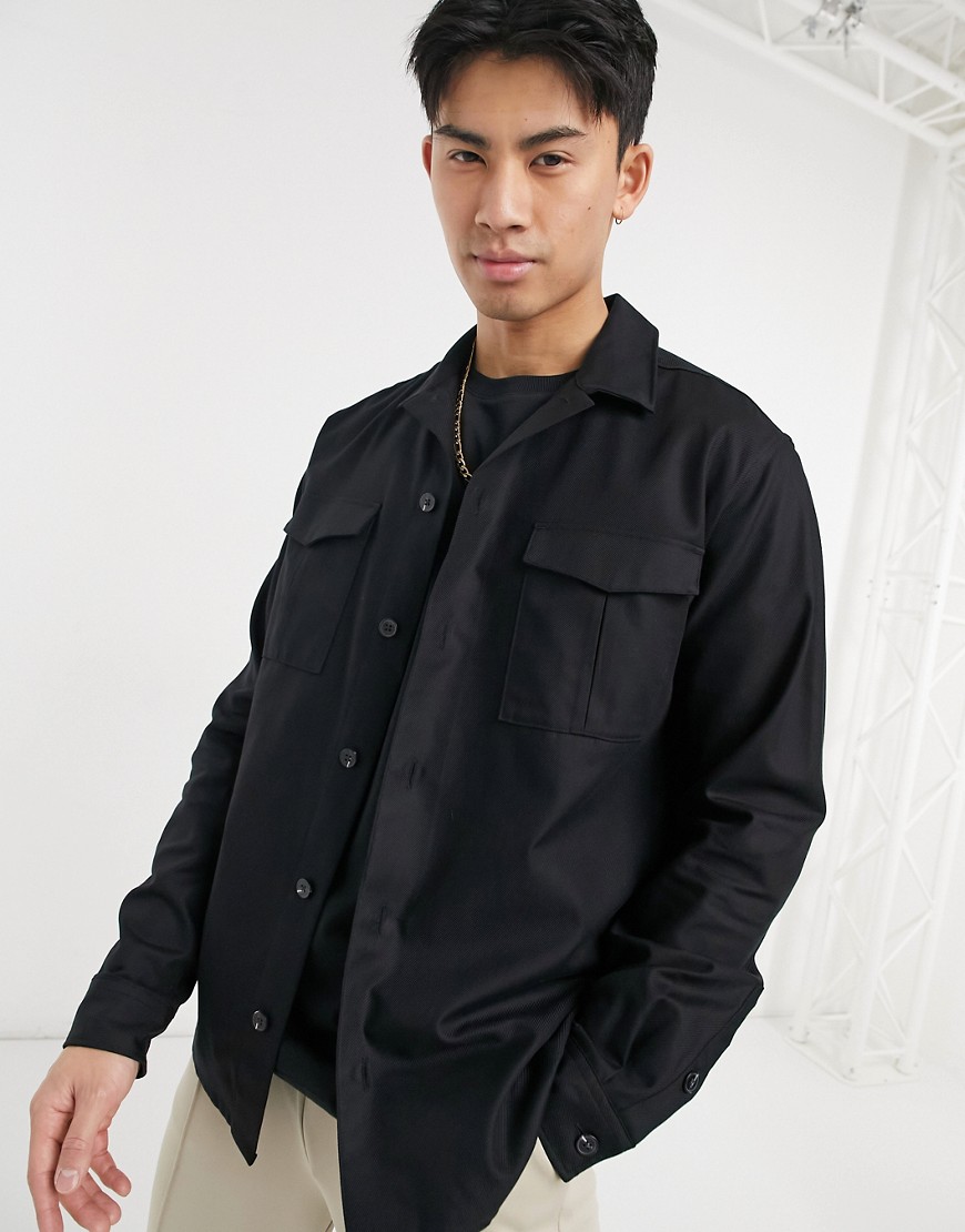 Selected Homme overshirt with double pockets in black