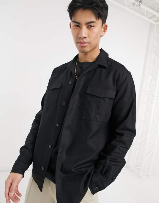 Selected Homme overshirt with double pockets in black | ASOS