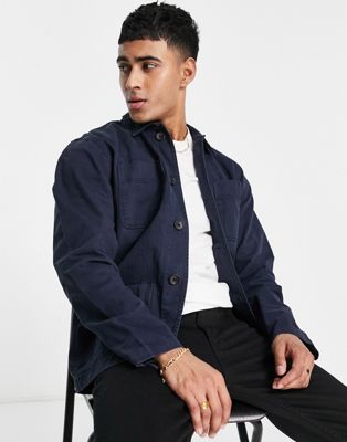 Selected Homme overshirt with four pockets in washed navy