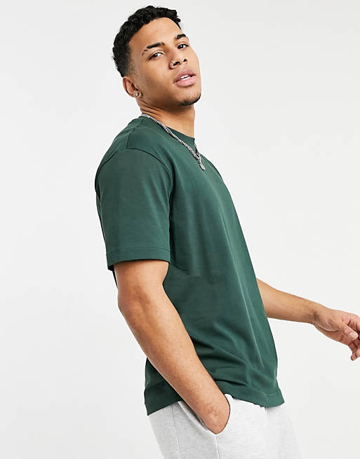  Selected Homme oversize heavy weight t-shirt in green organic cotton 