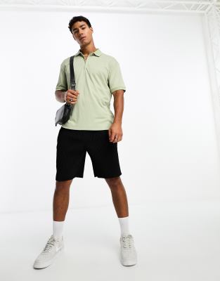 Selected Homme Oversize Polo With Zip Neck In Green