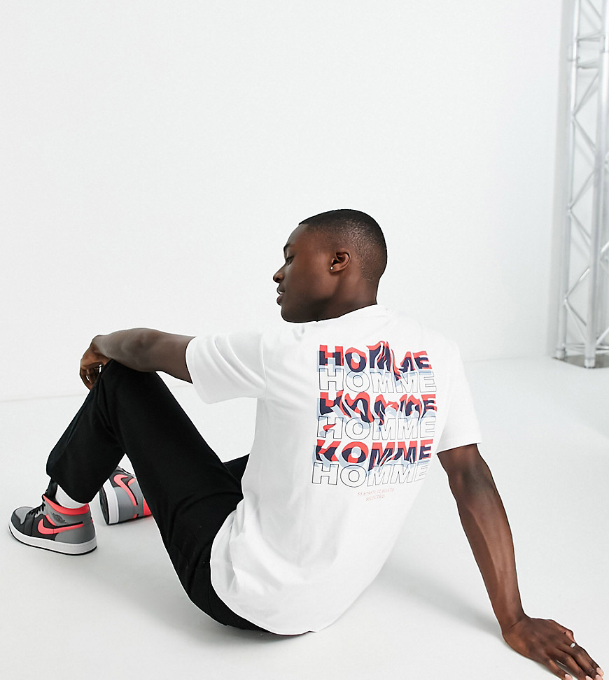 Selected Homme oversize t-shirt with Homme back print in white Exclusive at ASOS