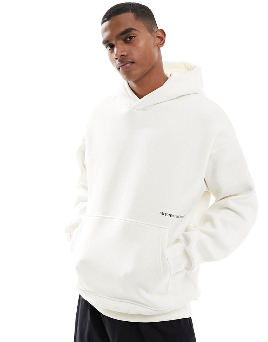 oversized boxy hoodie in off white