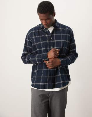 oversized boxy shirt in navy windowpane check