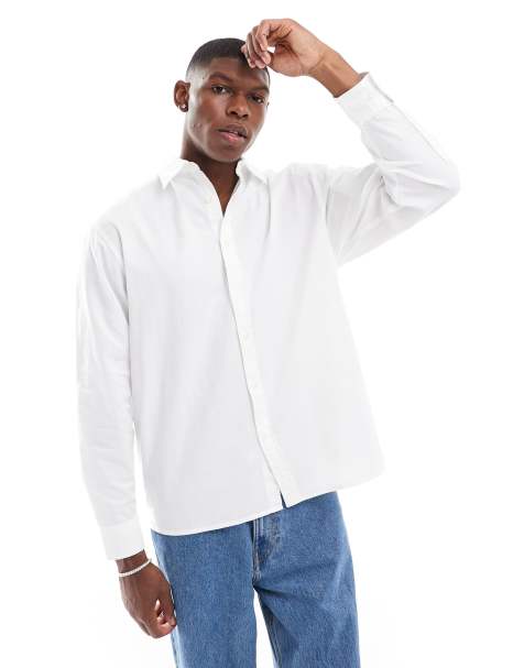 Selected Homme oversized boxy shirt in white - view 1