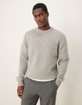 [Selected Homme] Selected Homme oversized crew knitted jumper in grey S Light Grey Melange
