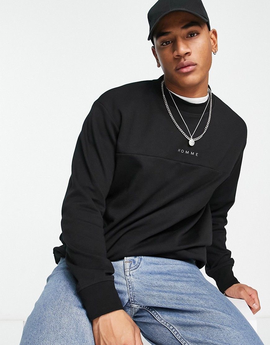 Selected Homme oversized crew neck sweat with logo in black