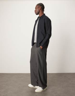Selected Homme Oversized Flannel Shirt In Black