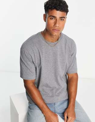 Selected Homme oversized heavy weight t-shirt in Grey