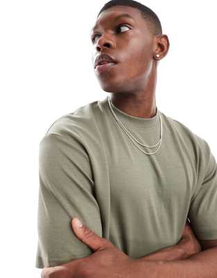 Selected Homme Oversized Heavy Weight T-shirt In Brown