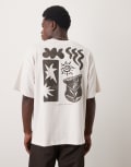 [Selected] Selected Homme oversized heavy weight t-shirt with art back print in white sand M White Sand