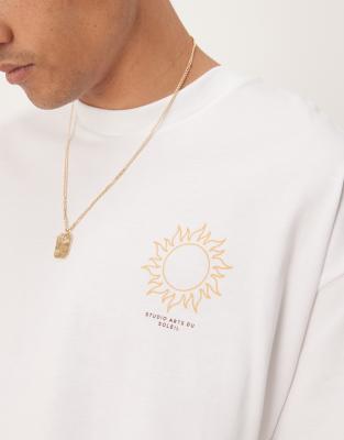Selected Homme Oversized Heavy Weight T-shirt With Sun Backprint