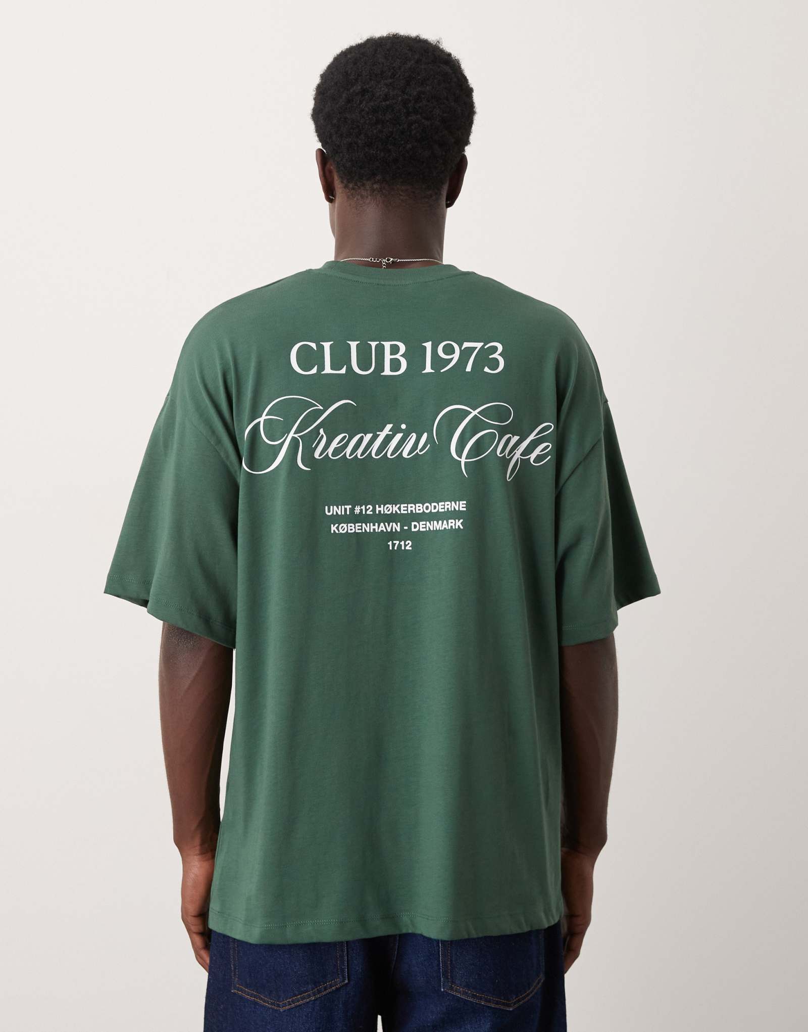 Футболка Selected Homme oversize heavyweight с клубным принтом зеленого цвета