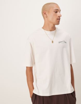 Selected Homme Oversized Heavyweight T-shirt With Positano Lemons Backprint