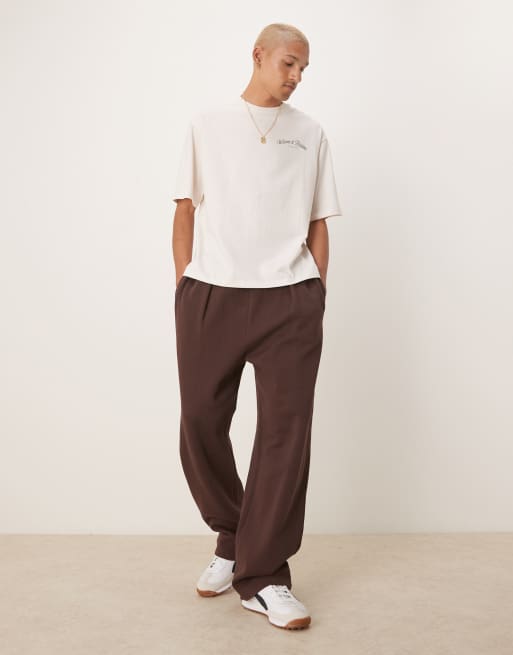 Selected Homme oversized heavyweight T-shirt with positano lemons backprint in cream