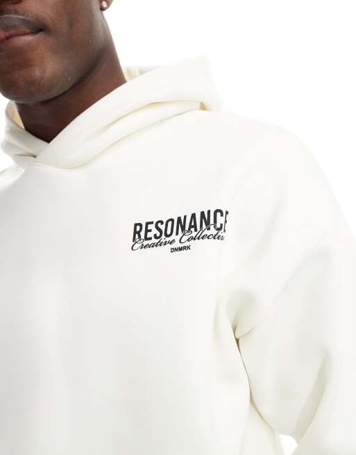 Selected Homme oversized hoodie in cream with text back print, 4 of 4