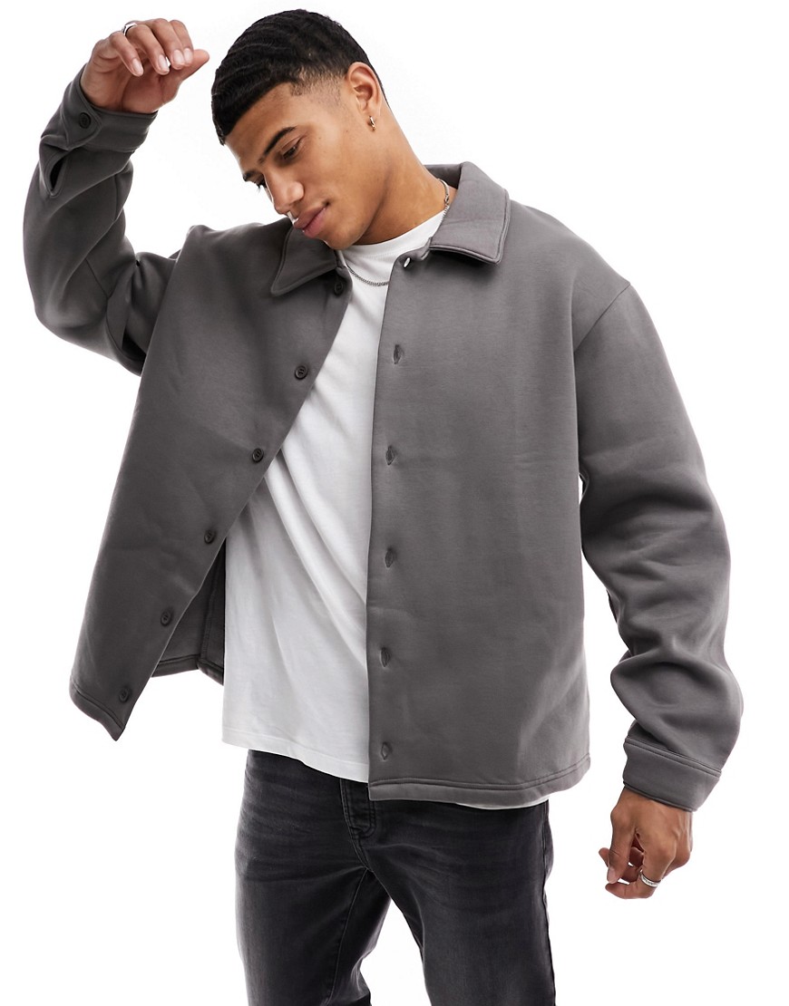 selected homme - oversized jakke i mørkegrå jersey