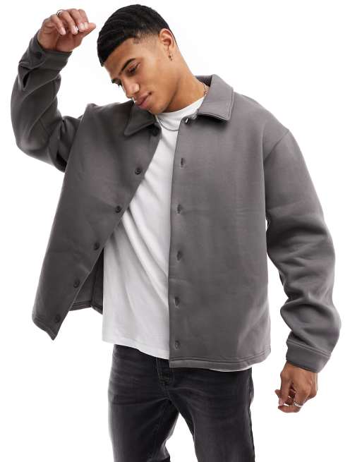 Selected Homme oversized jersey jacket in dark grey ASOS