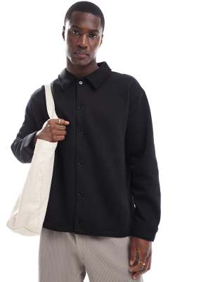 Selected Homme Oversized Jersey Shirt In Black
