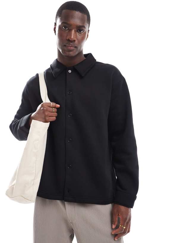 Selected Homme - oversized jersey shirt in black