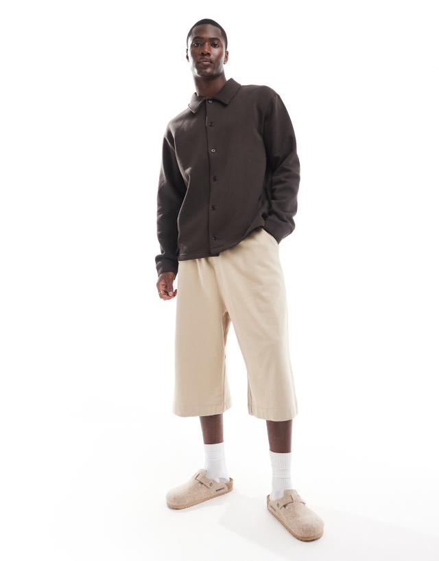 Selected Homme - oversized jersey shirt in brown