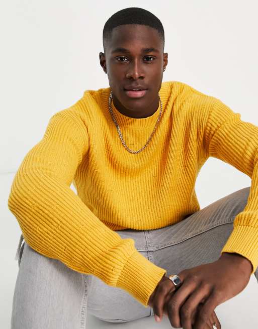 Selected Homme oversized jumper in yellow ASOS