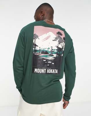 Selected Homme oversized long sleeve t-shirt with mountain back