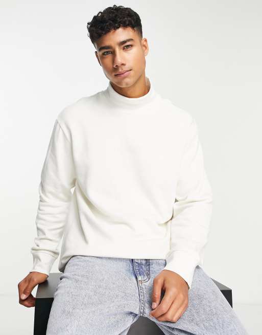 Mens white outlet mock neck sweater