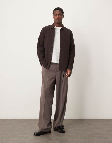 Selected Homme - Oversized overhemd met wafelstructuur in bruin - view 1