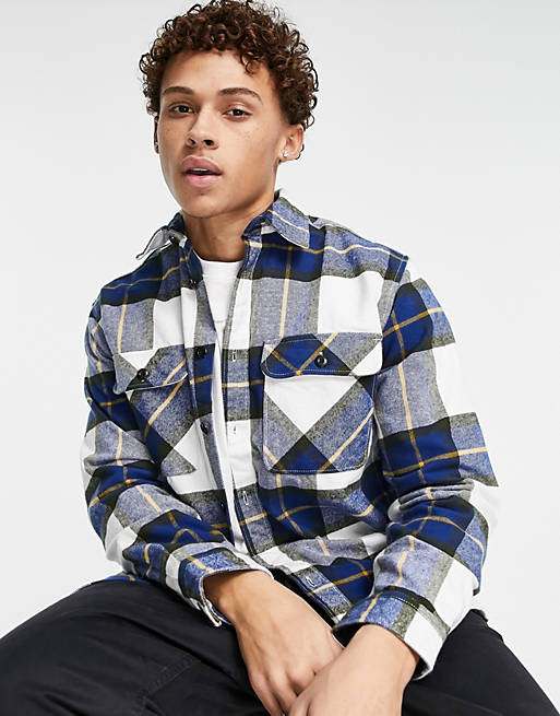  Selected Homme oversized overshirt in blue check 