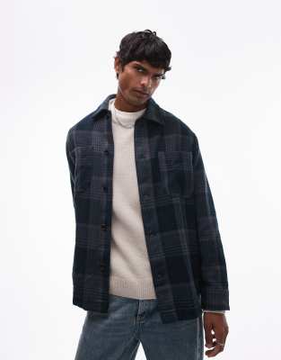 Selected Homme Selected Homme oversized overshirt in blue check