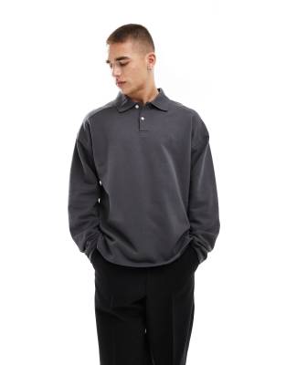 oversized polo shirt in dark gray