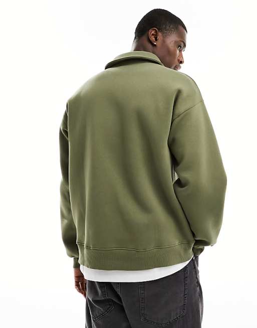 Selected Homme oversized polo sweater in khaki | ASOS Selected Homme oversized polo sweater in khaki | ASOS