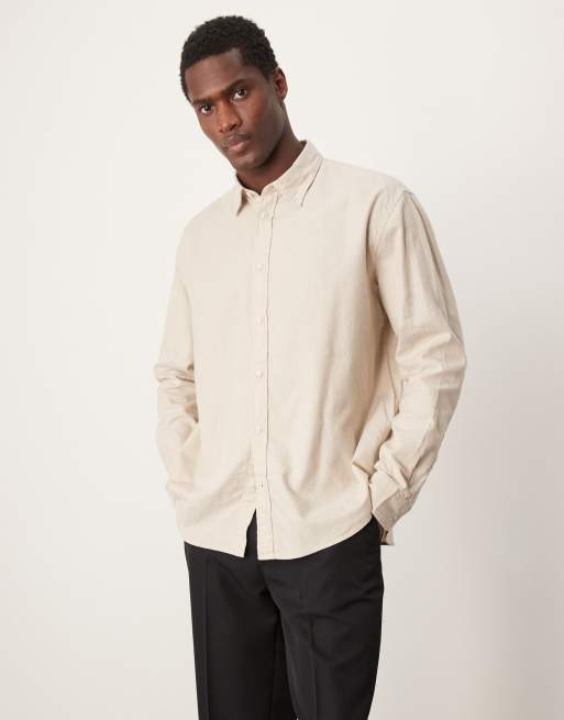 Selected Homme - Oversized recht overhemd in crème