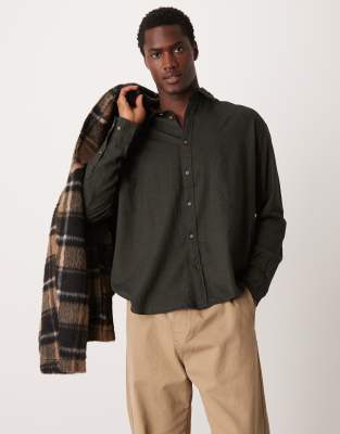 oversized shirt in dark green