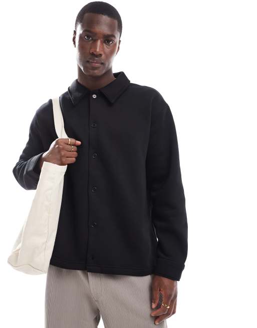 Selected Homme - Oversized sort jerseyskjorte