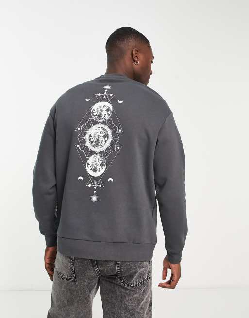 Selected Homme oversized sweat with celestial back print in