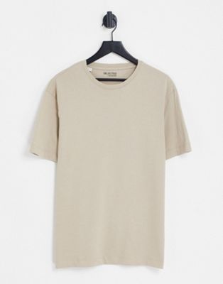 Selected Homme oversized t-shirt in beige