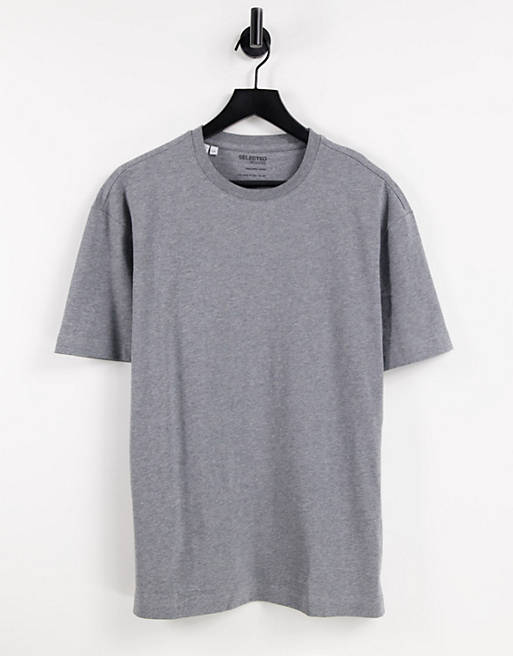 Selected Homme oversized t-shirt in charcoal | ASOS