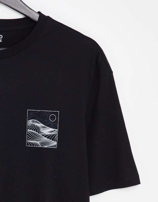 Selected Homme - Oversized T-shirt med 'Everest'-print på ryggen i sort , 3 af 4