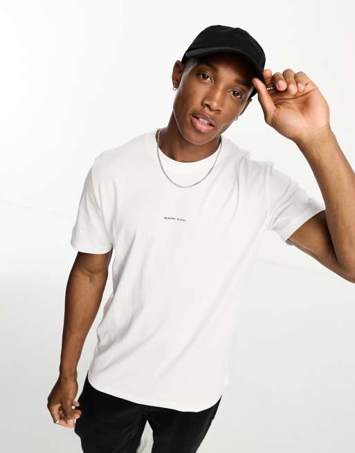 Selected Homme - Oversized T-shirt med minilogo på brystet i hvid